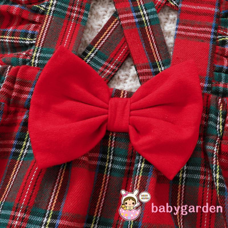 Set Đồ 3 Món Gồm Áo Liền Quần Tay Dài In Chữ Tuần Lộc Giáng Sinh + Váy Hai Dây Cổ Tròn + Băng Cài Đầu Cho Bé Gái 0-18 Tháng Tuổi