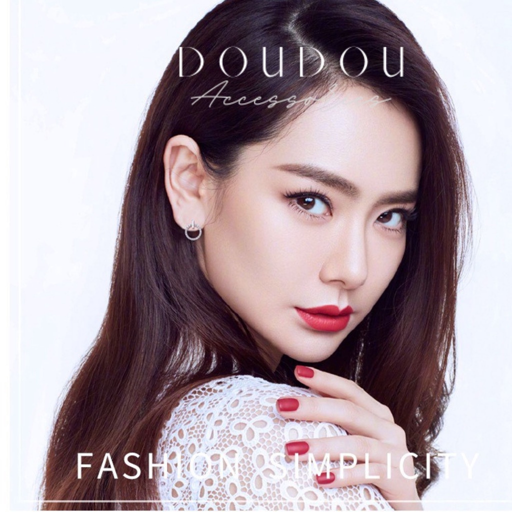 Bông tai nữ tròn DOUDOU Bông tai của các nữ thần tượng khuyên tai tròn hot trend EH017