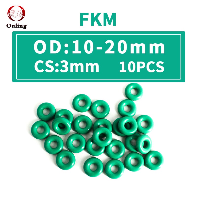 Set 10 Vòng Đệm Cao Su Hình Chữ o Màu Xanh Lá Cho Máy Giặt 10 / 11 / 12 / 13 / 14 / 15 / 16 / 17 / 18 / 19 / 20 * 3mm