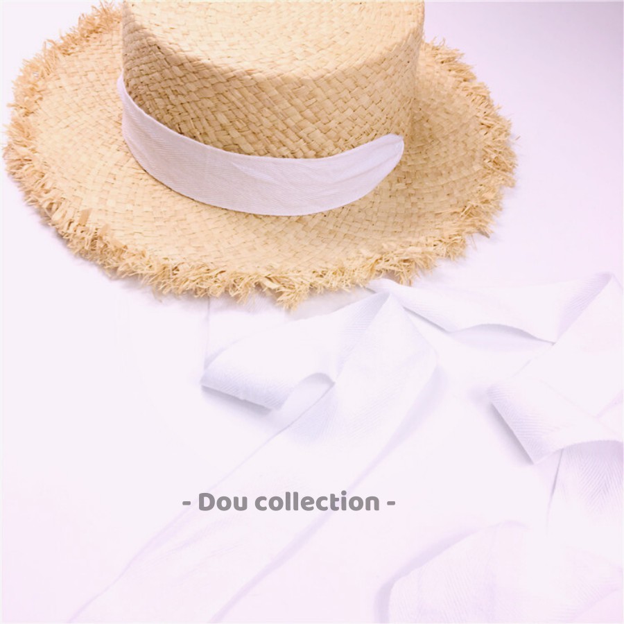 [NowShip2h] Nón Cói (Mũ Cói) Raffia Sợi Tự Nhiên Vành Tua Rua Phối Dây Nơ Đi Biển - Mã NC008