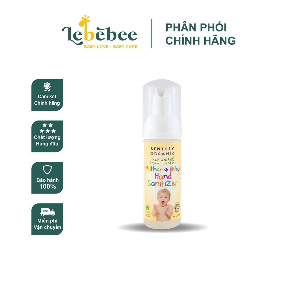 Nước rửa tay khô Bentley Mother &amp; Baby Hand Sanitizer (50ml)