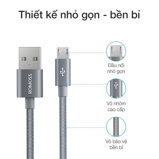 Cáp sạc nhanh Micro USB bọc Nylon Romoss - Hãng phân phối chính thức