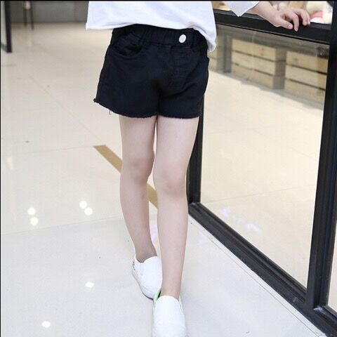 Quần short denim cho bé gái mùa hè, quần ba điểm cotton trẻ em, quần đùi mùa hè cho bé, quần rộng thoáng khí nóng