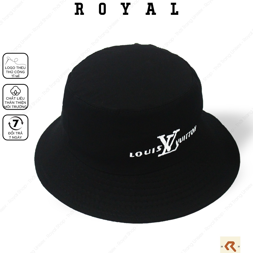 Mũ Bucket Nón Bucket Tai Bèo Nam Nữ LV 01 Đen Vải Kaki louis vuitton Unisex - Royal Caps