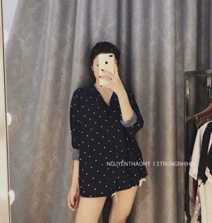 Sơ mi chấm bi unisex