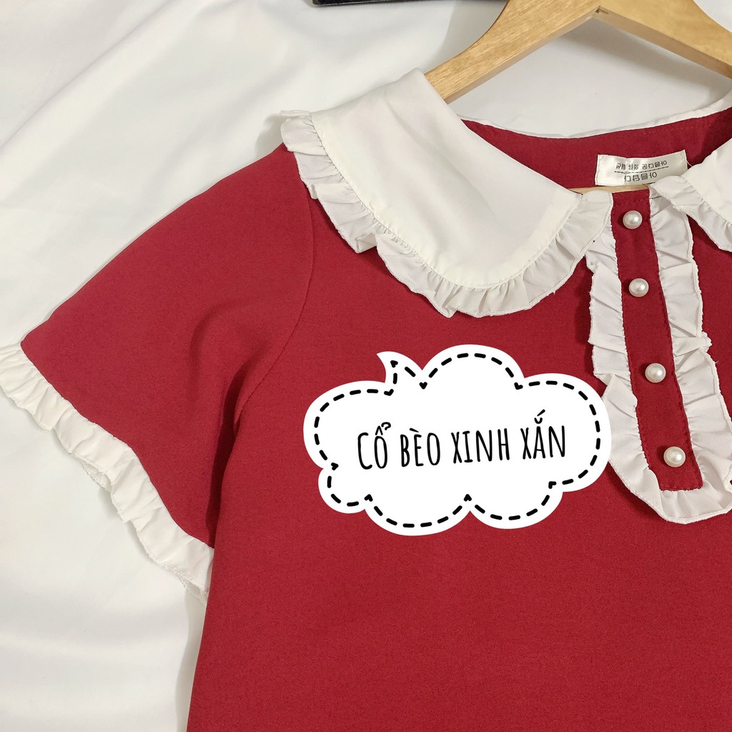 Váy Bầu Đầm Bầu Mùa Hè Ngắn Tay Cổ Sen Phối Tay Bèo Đẹp Thời Trang HD2613 Honey Mommy