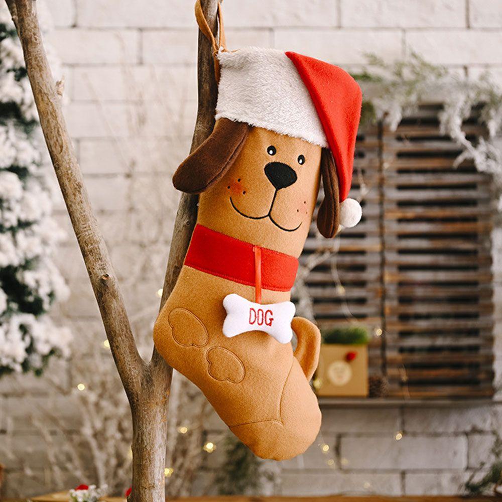 Túi Đựng Quà Giáng Sinh Hình Chiếc Tất / Chú Chó Dùng Để Trang Trí