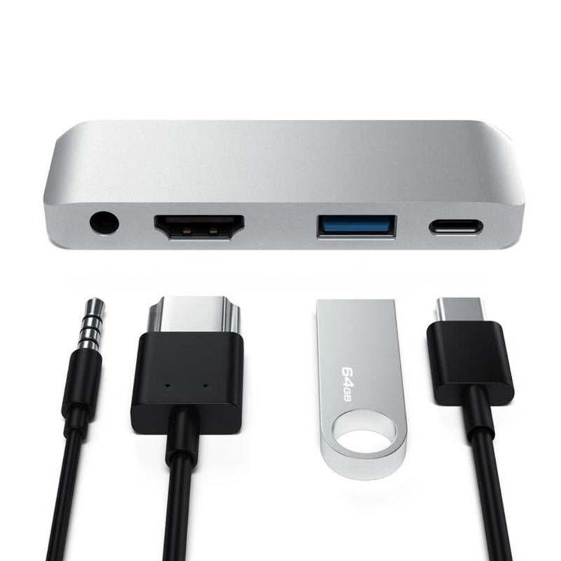 Đầu Đọc Thẻ Nhớ Sd / Tf Chuyển Đổi Từ Cổng Type C Sang Hdmi + Aux + Usb + Pd Hub Mini Usb C 4k