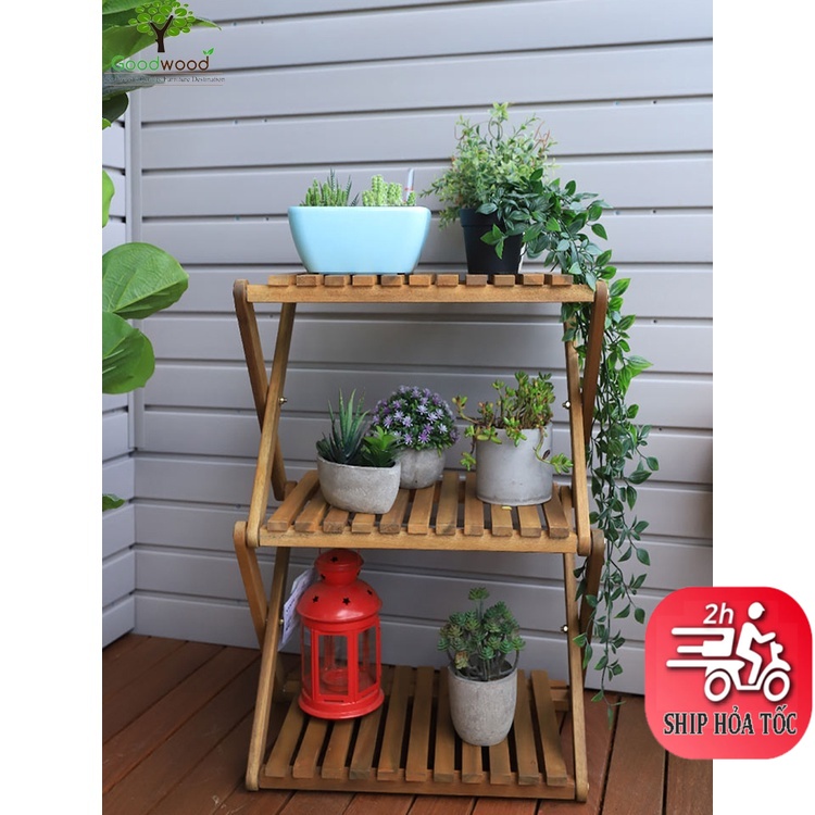 Kệ gỗ đa năng gấp gọn nhiều tầng dã ngoại picnic, đựng đồ để giày dép tiện lợi, trang trí phòng mang đi du lịch