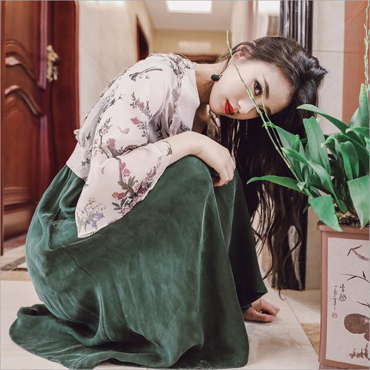 G9951 - Áo choàng nữ chiffon họa tiết