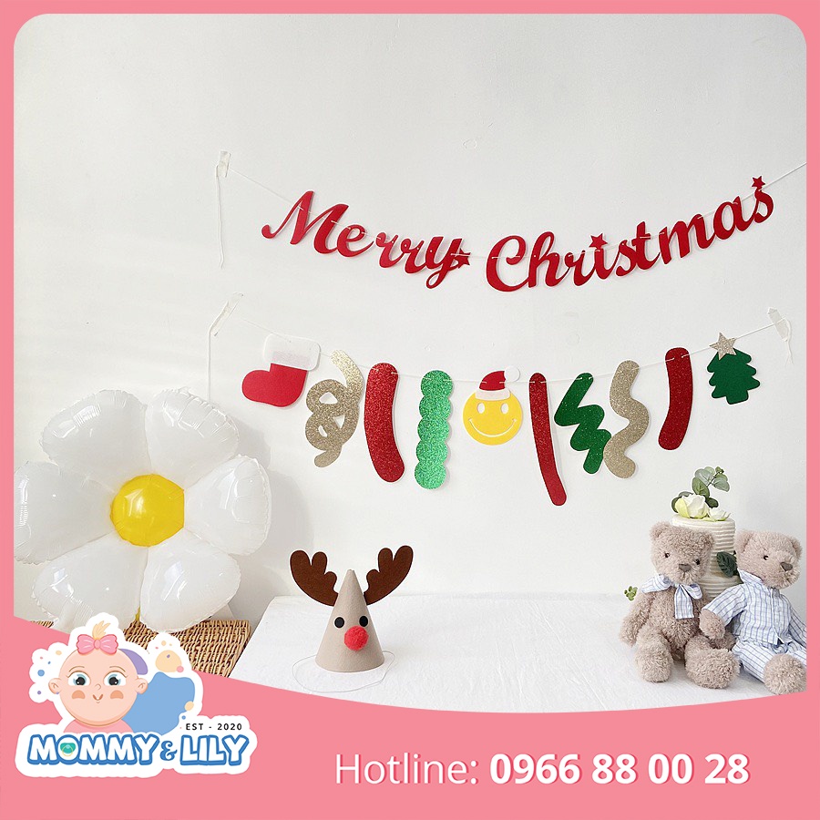 Dây chữ xoắn MERRY CHRISTMAS trang trí Noel Giáng sinh