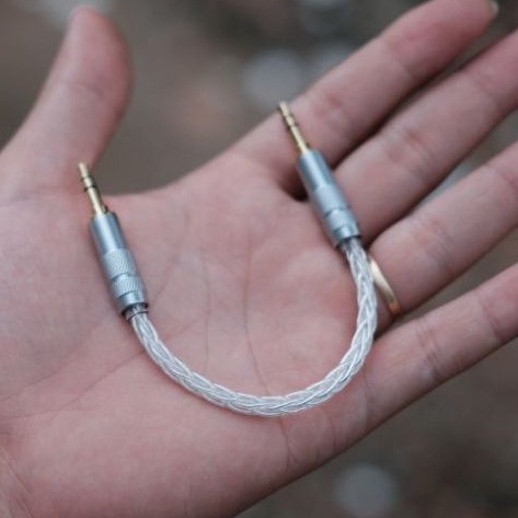 Cáp Aux 2 đầu 3.5mm dài 10cm dây đan 8x.