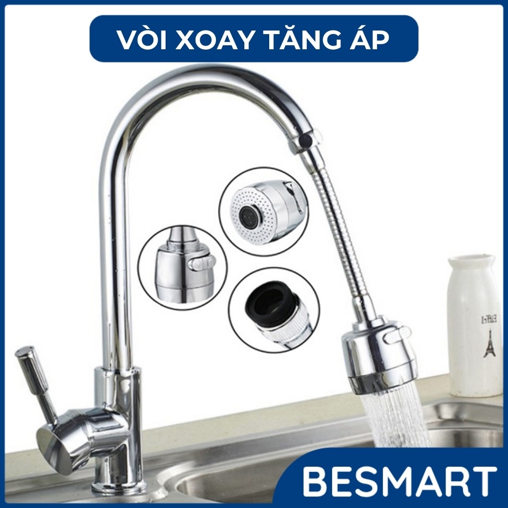 Vòi Xoay Tăng Áp 360 Độ Tặng Kèm Đầu Nối Besmart