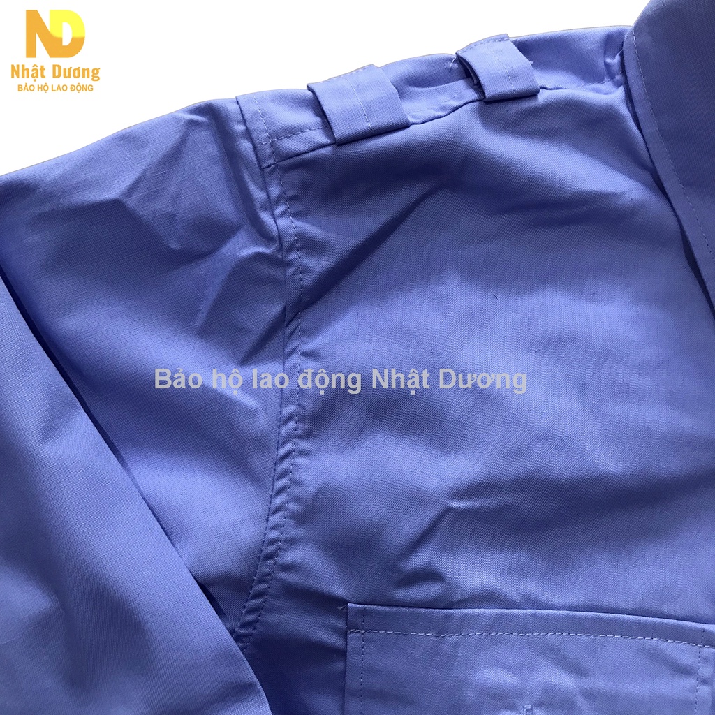 Áo bảo vệ dài tay ngắn tay Nhật Dương vải kate BV06 màu xanh ánh tím bền màu không xù lông