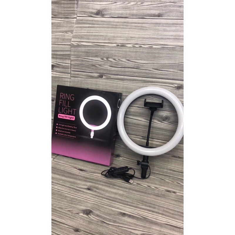 Đèn led livestream 26CM kèm giá đỡ điện thoại và chân đèn, gậy livestream có đèn đa năng công suất 25W