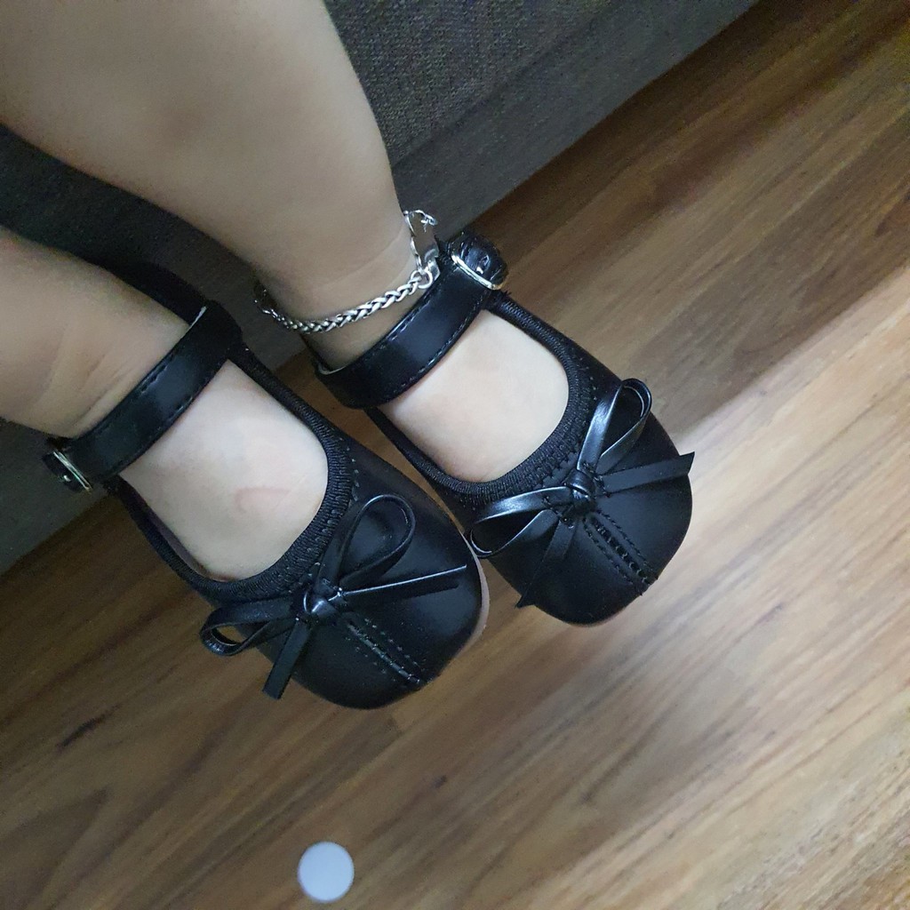 Giày Búp Bê cho bé gái - Giày da PU phong cách Hàn Quốc dành cho bé gái đế cao su mềm chống trơn có quai dán V718