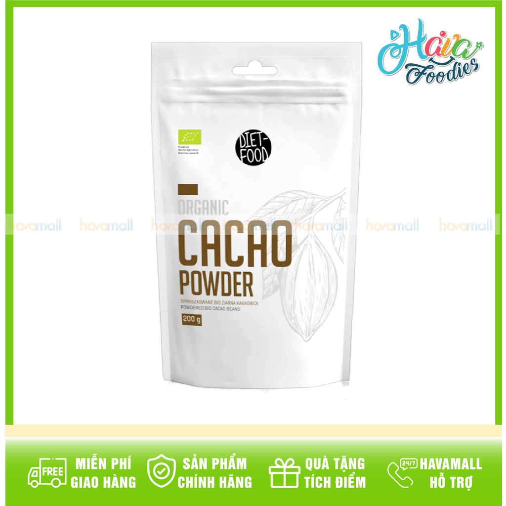 [HÀNG CHÍNH HÃNG] Bột Cacao Thô Hữu Cơ Diet Food 200gr - Organic Cacao Powder