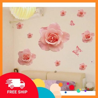 ⚡️𝗙𝗥𝗘𝗘𝗦𝗛𝗜𝗣⚡️ Decal dán tường hoa hồng phấn