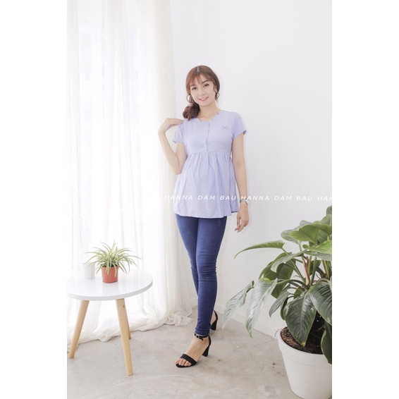 [SIZE 40-70KG] Áo bầu công sở màu trắng dễ thương vải đũi cao cấp mềm mát fom baby doll vải thấm mồ hôi tốt cho mùa hè