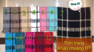 Khăn choàng Pashmina ca rô trắng cao cấp