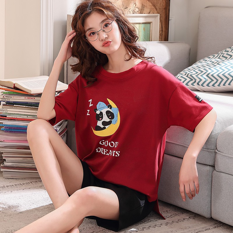 Bộ Đồ Ngủ Pijama Ngắn Tay In Họa Tiết Dễ Thương Phong Cách Nhật Bản Cho Nữ