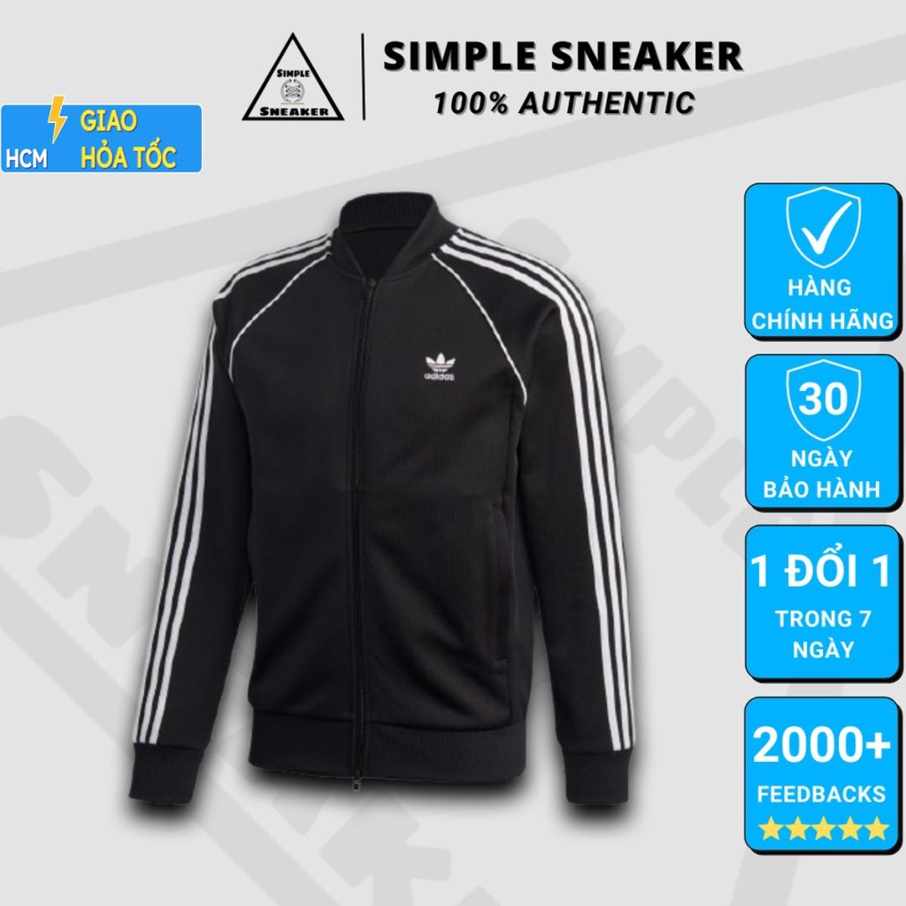 Áo Khoác Adidas Chính Hãng 💙FREESHIP💙 Jacket Adidas Prime Original SST Black White - Áo Khoác Thể Thao 3 Sọc Auth !