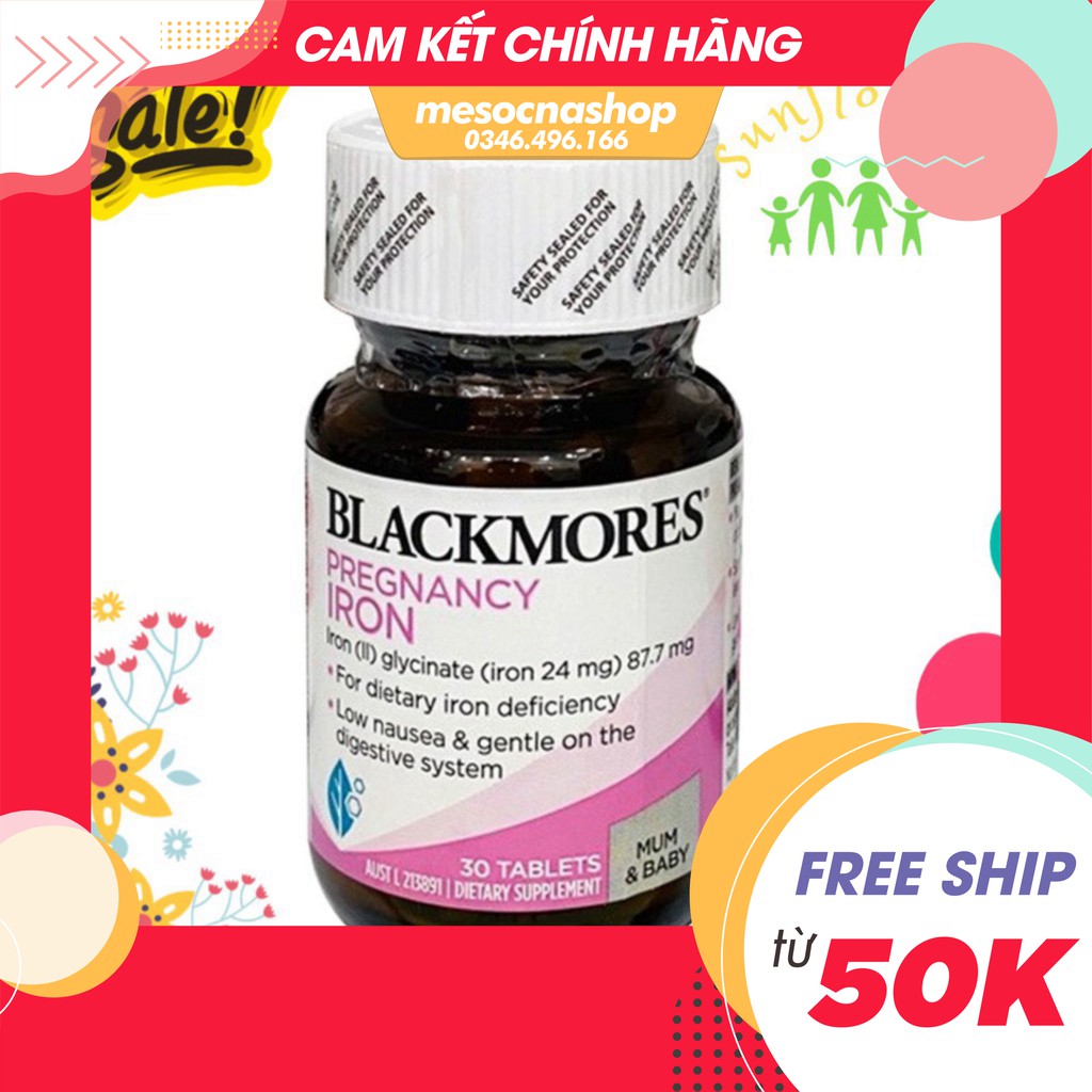 Blackmores bầu sắt hộp 30 viên của Úc (Lọ)