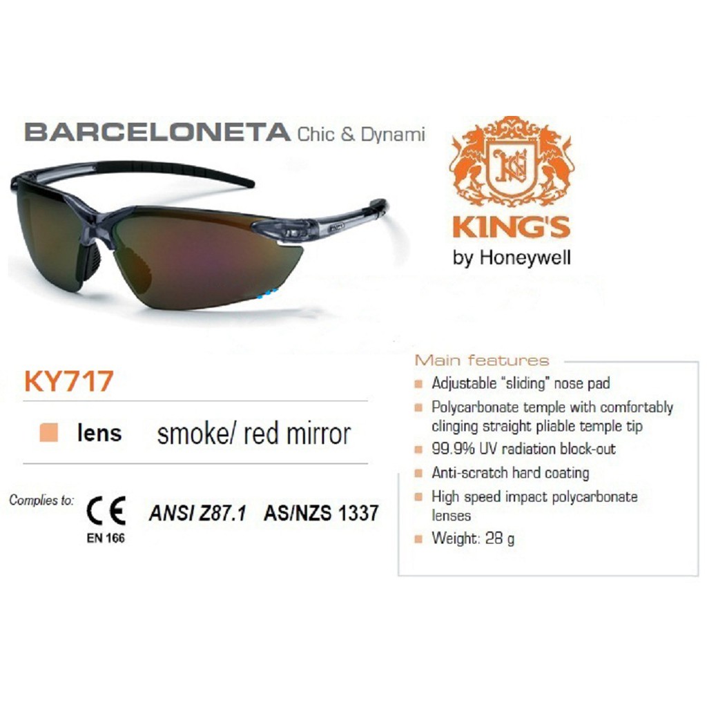 Mắt kính bảo hộ King’s KY717 ánh đỏ khói thời trang - hàng chính hãng