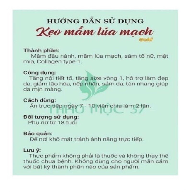 KẸO MẦM LÚA MẠCH GOLD THẢO MỘC 37 date mới