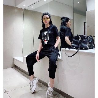 Bán sỉ quần legging ngố dây màu đen cho nữ