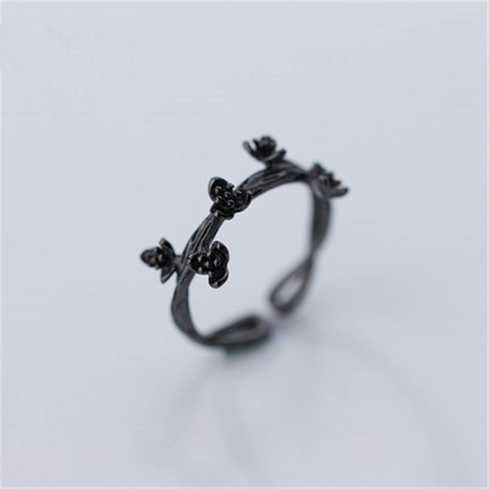 Nhẫn hở hình hoa mận có thể điều chỉnh kích cỡ phong cách Hàn