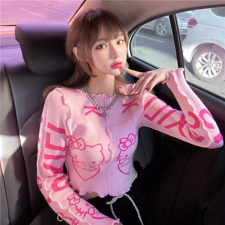 Áo Sweater Nữ Tay Dài In Họa Tiết Hoạt Hình Phong Cách Hàn Quốc