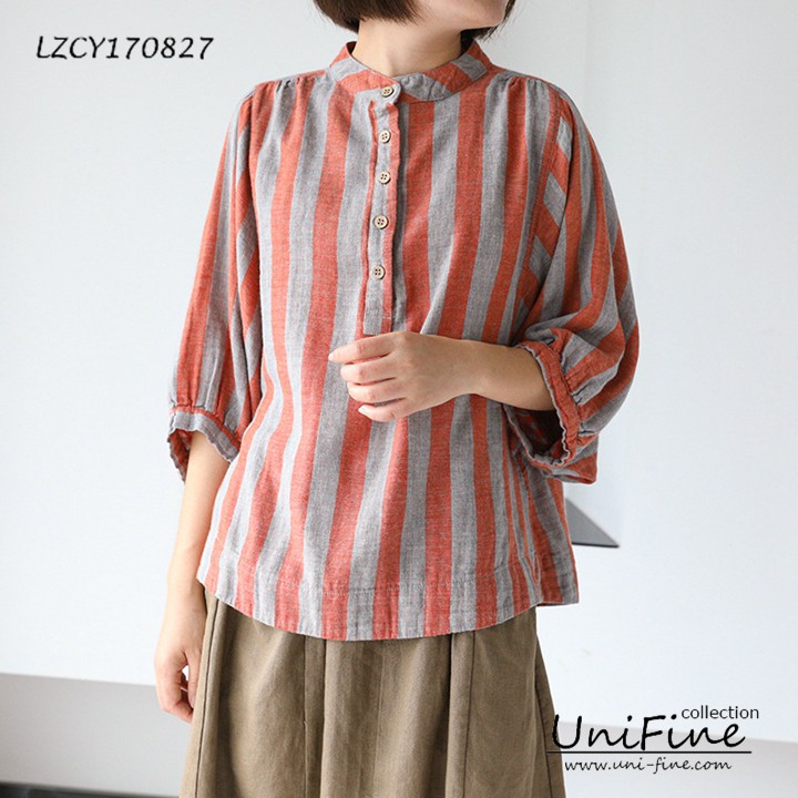 Áo kiểu nữ sọc dọc tay lửng - LZCY170827