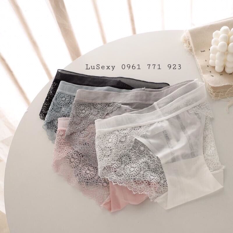 QUẦN LÓT NỮ SEXY CAO CẤP - Quần lót ren xuyên thấu trong suốt đẹp màu trắng đen hồng xám