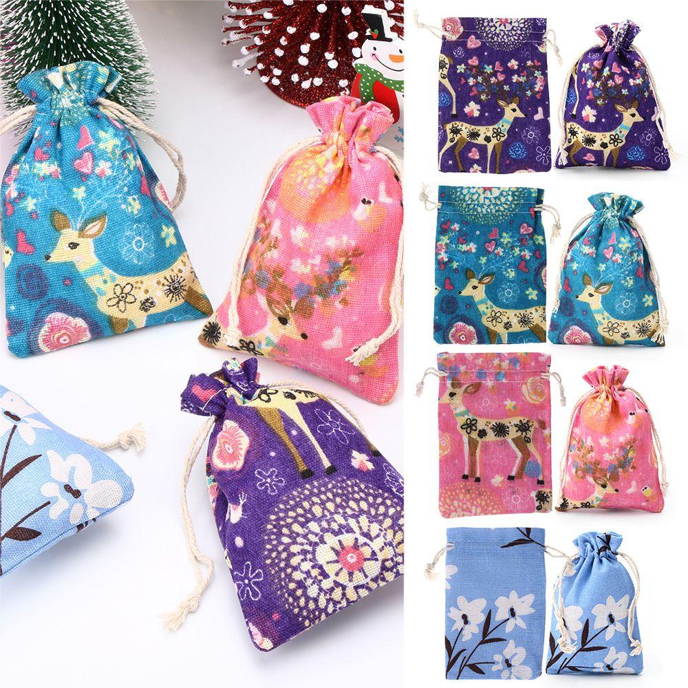 Túi Vải Lanh Đựng Quà Giáng Sinh Xinh Xắn