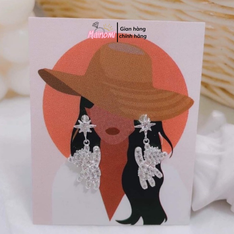 Bông tai gấu teddy bạc ta siêu xinh, thời trang độc đáo phong cách Mainomi Shop Bạc Xinh