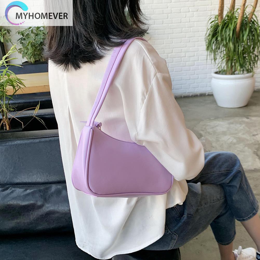 Túi Xách Da Pu Màu Trơn Phong Cách Thời Trang Cổ Điển Dành Cho Nữ