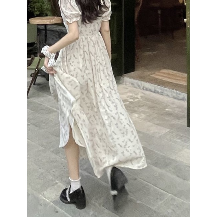 Đầm Voan Hoa Tay Phồng Thời Trang Mùa Hè Hàn Quốc 2022 Dành Cho Nữ