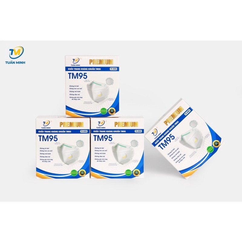 Khẩu Trang N95 Chính Hãng Tuấn Minh (TM95) Mask 5 Lớp Kháng Khuẩn Có Van Hộp 10 Cái | BigBuy360 - bigbuy360.vn