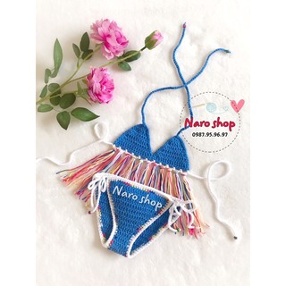 (SALE HÀNG CÓ SẴN) BỘ BIKINI LEN MÓC TUA RUA CỰC XINH CHO BÉ