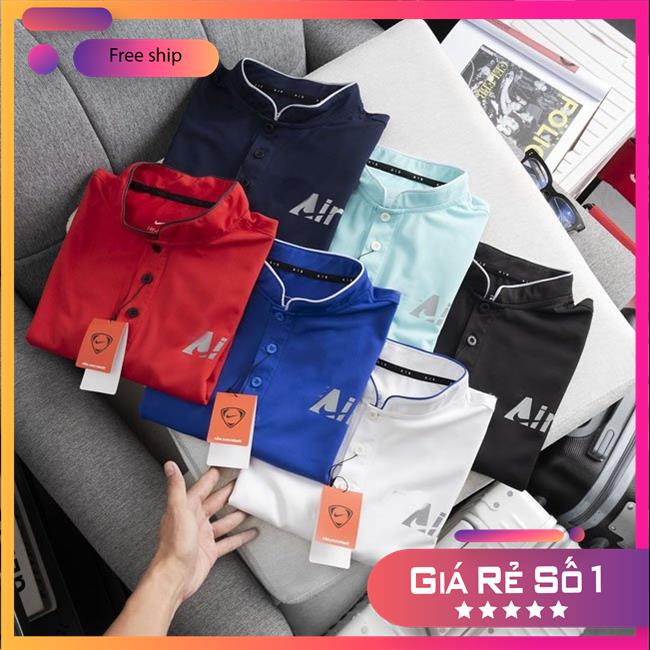 Áo thể thao nam polo AIR cổ đứng, áo tập gym, tennis cao cấp, form ôm body, co dãn, thấm hút mồ hôi tốt MSP45769