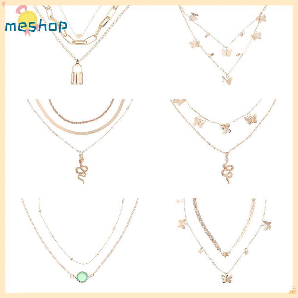 Vòng cổ Nhiều Lớp Mặt Hình Trái Tim Và Bướm