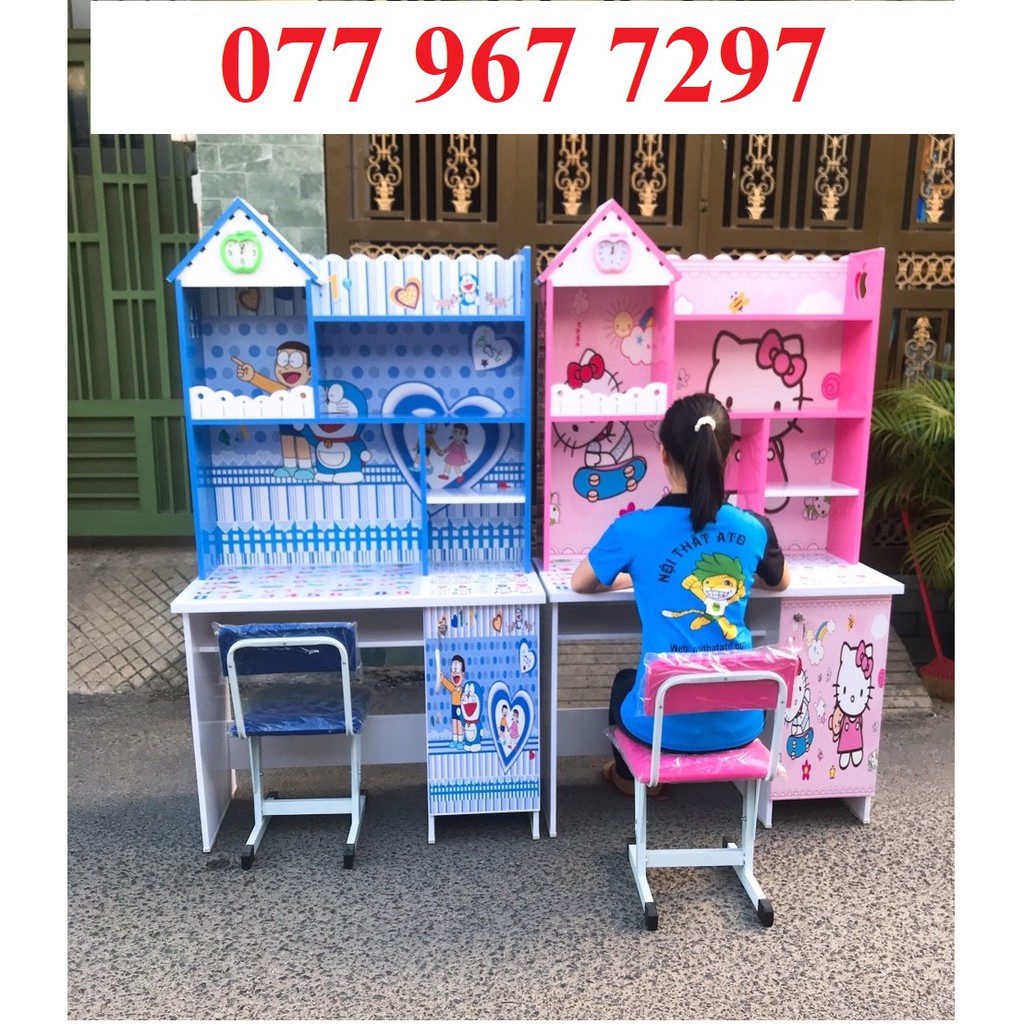 Bàn học sinh doremon cho bé trai, bàn học sinh công chúa cho bé gái, hình 3D dễ thương