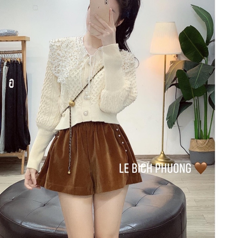 Quần Sooc Nhung Phồng Đính Ngọc 2 Màu Siêu Xinh Có Ảnh Thật Kèm Video | BigBuy360 - bigbuy360.vn