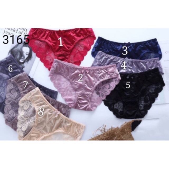 (3165)combo 10 quần lót satin phối ren dịu nhẹ