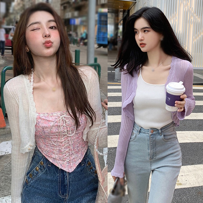 Áo Cardigan Dệt Kim Màu Sắc Đơn Giản Cho Nữ