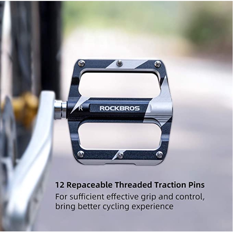 【Fulfilled by Shopee】Bàn đạp ROCKBROS dạng phẳng chất liệu sợi carbon 9/16 vòng bi kín trọng lượng cho xe đạp leo núi