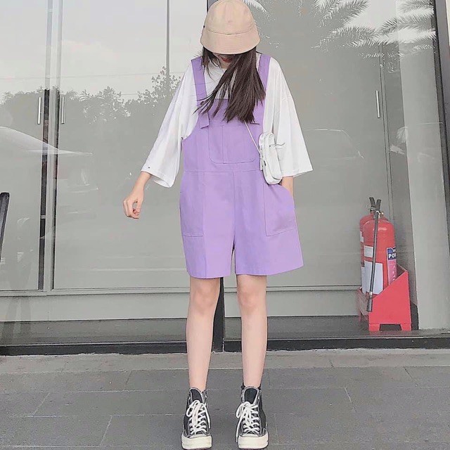 Yếm kaki túi ngực hot trend - Yếm nữ màu tím chất đẹp | BigBuy360 - bigbuy360.vn