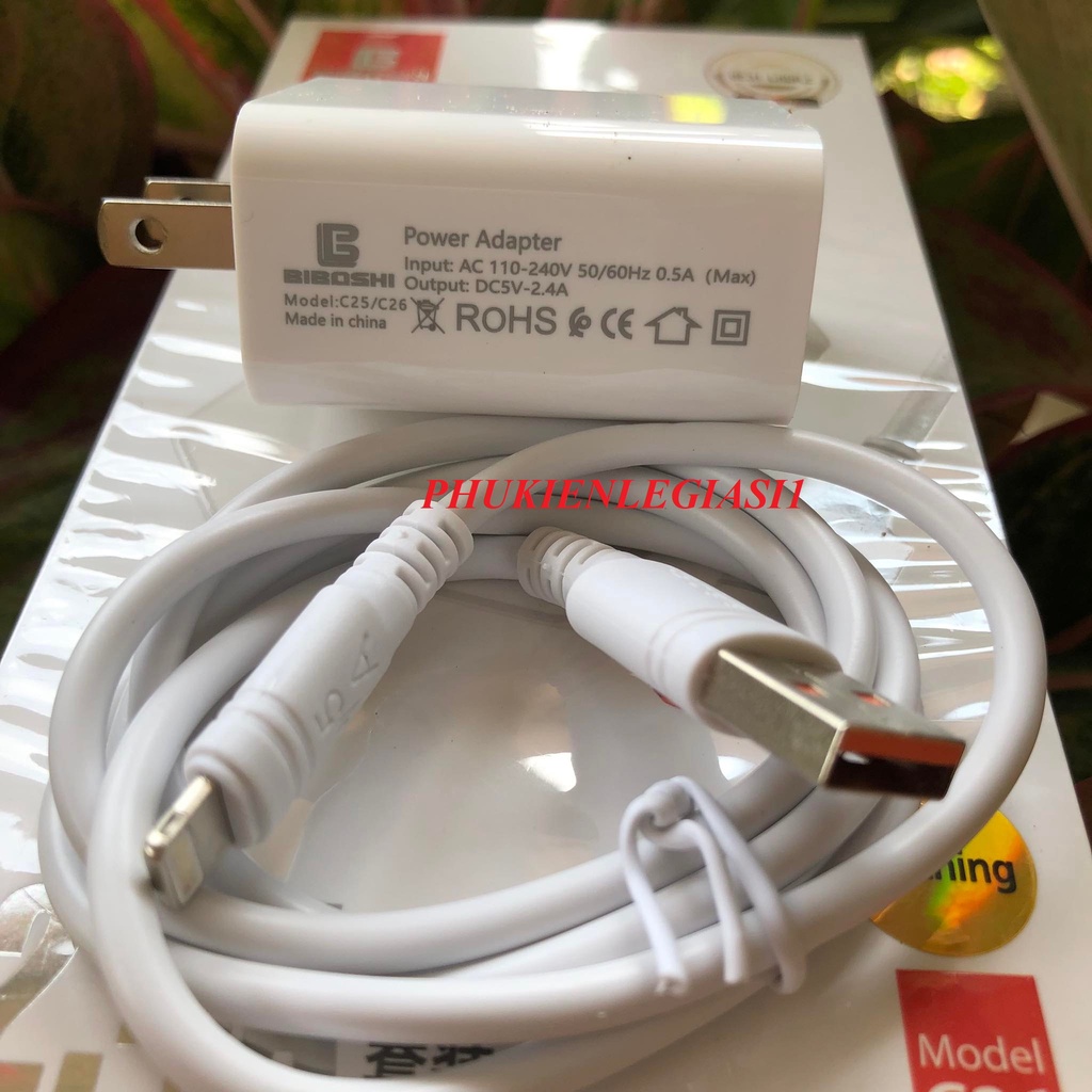 Cốc sạc kèm dây lai ning BIBOSHI C26 dòng 2.4A