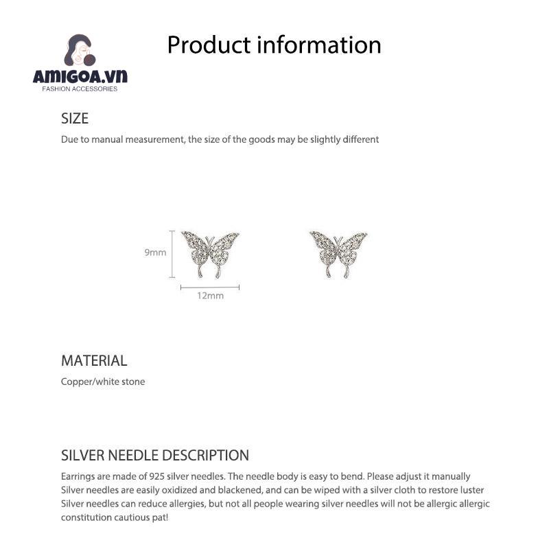 ✨✨Bông Tai hình bướm Bạc 925 Cao cấp Thời Trang